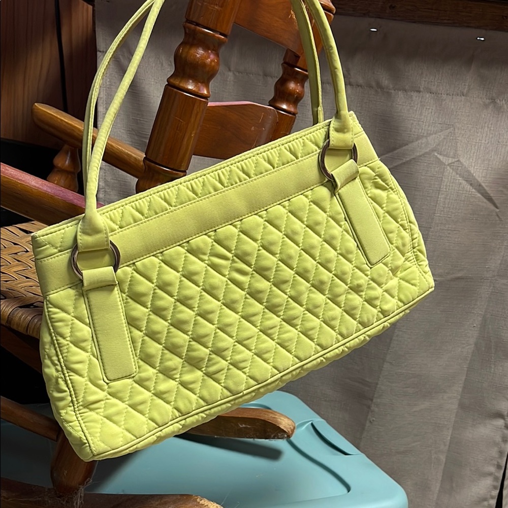Lime Quilted Shoulder Bag